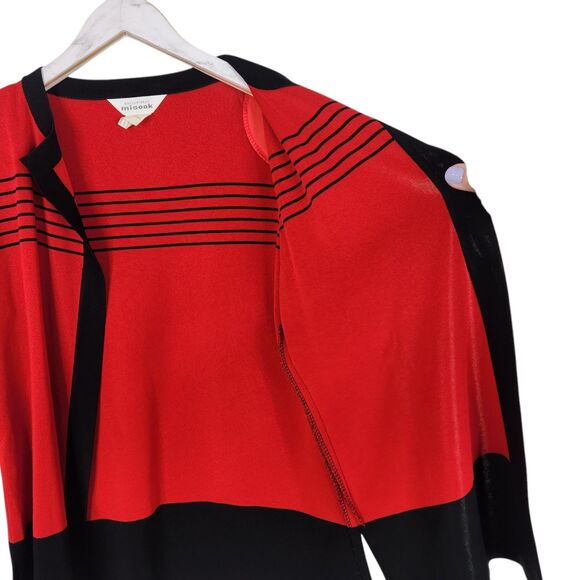 MISOOK Sweater Womens Small Red Black Open Cardigan Acrylic Exclusively Misook - Picture 5 of 7